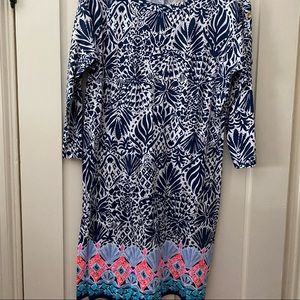 Lilly Pulitzer Dress boatneck, button detail, dolman sleeve